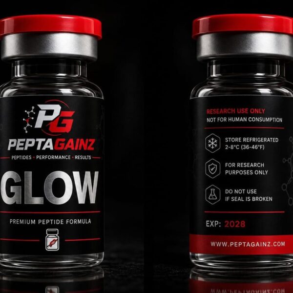 GLOW Blend GHK-Cu BPC-157 TB-500 flacon PeptaGainz